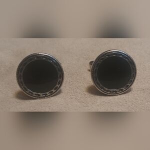 Vintage SILVER and BLACK BROADWAY TUXMAKERS Cuff Links